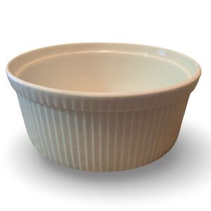 APILCO FRANCE Ribbed White Souffle Ramekin Dish 8” X 3.5” NWOB